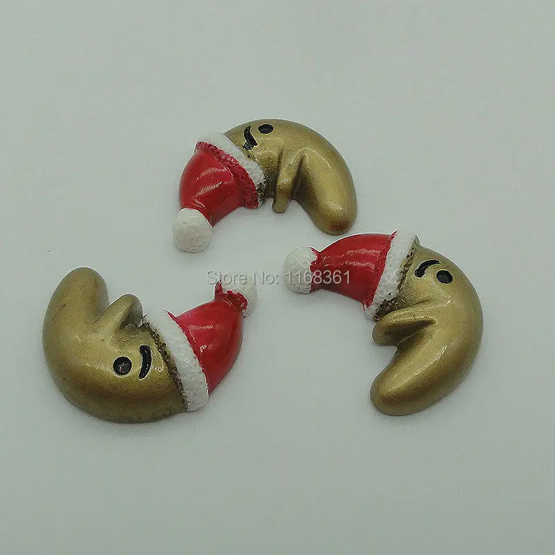 1pcs/lot resin flat back Christmas hat moon 25mm Cabochons Scrapbooking Hair Bow Center DIY Christmas decration C101-8