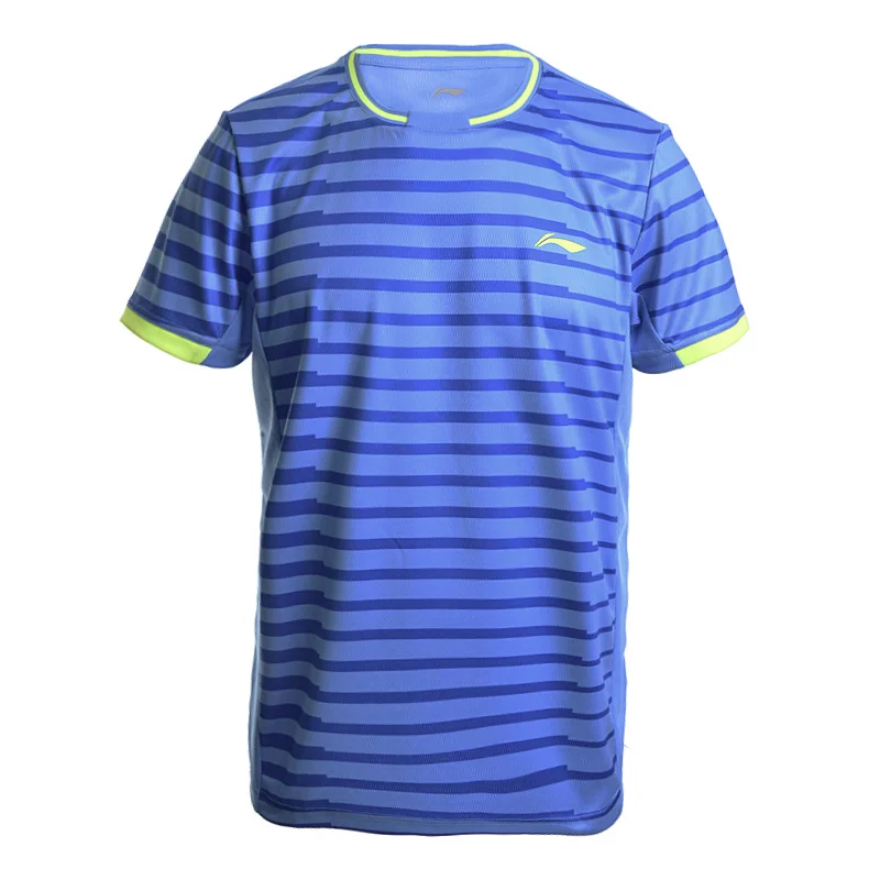 Li-Ning мужские рубашки для бадминтона, дышащие, обычная посадка, спортивные футболки с подкладкой, футболка AAYM143 MTS2646 - Цвет: AAYM143-3H