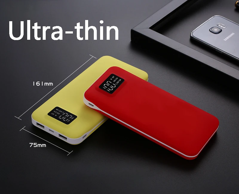 Power bank ультра тонкий 20000mAh мобильный источник питания цифровой ЖК дисплей