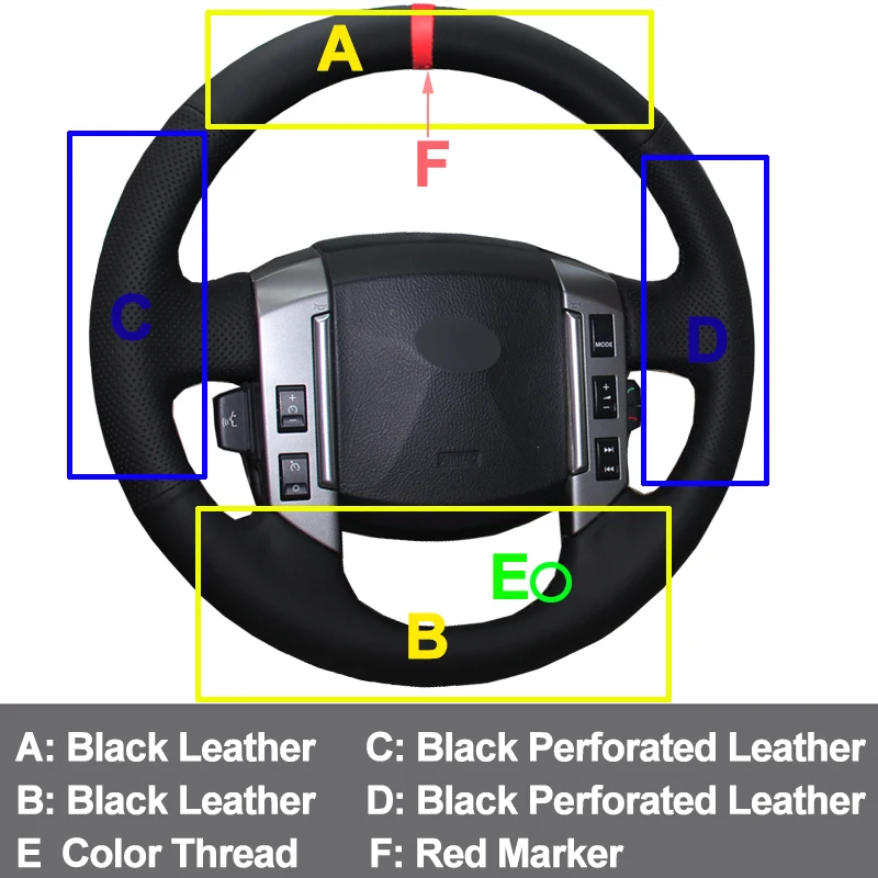 Оплётка на Руль ручного шитья рулевого колеса автомобиля крышки красный маркер для Land Rover Discovery 3 2004-2009 удобные дышащие автомобиля стиль