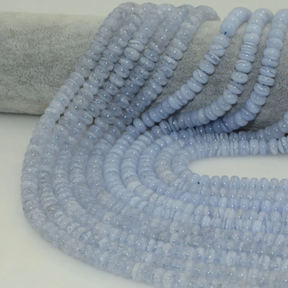 Natural Chalcedony / Blue Lace Agate Loose Rondelle Beads 8x5mm