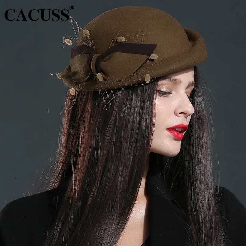 Cacuss brand winter hats women fedoras hats elegant wool caps keep warm