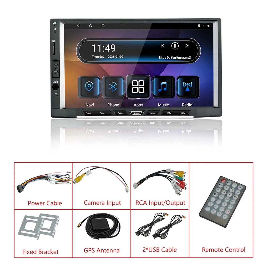 Sale 7"  IPS Android 8.1 2G+16G Octa Core 2DIN Multimedia universal Car radio GPS audio stereo autoradio Bluetooth RDS ODB DVR camera 5