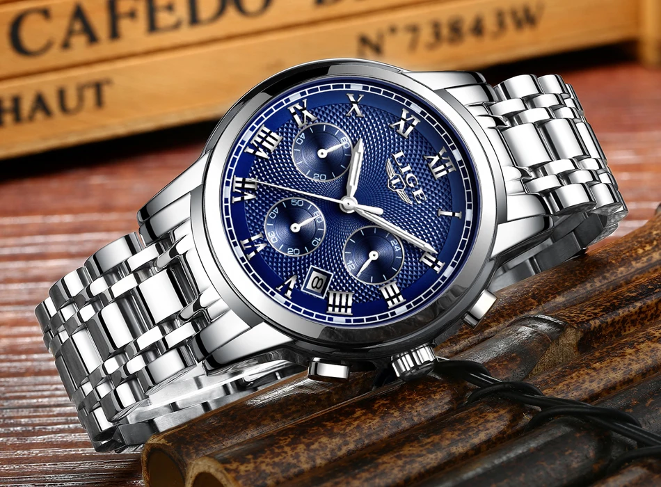 Relogio Masculino новые мужские часы люксовый бренд LIGE Хронограф Мужские спортивные часы водонепроницаемые полностью Стальные кварцевые мужские часы
