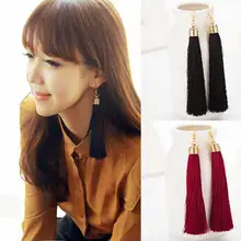 FAMSHIN 2017 New Hot Tassel Drop Earrings Black vintage tassel earrings long earring Big Dangle Female