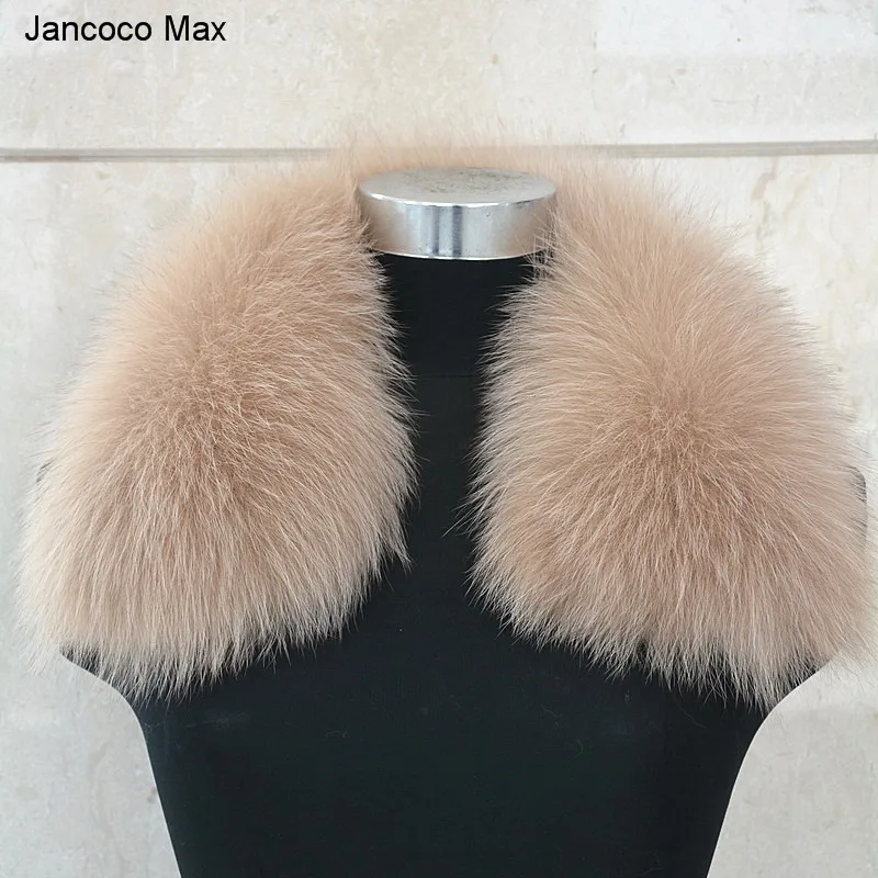 

Jancoco Max 2019 Winter Warm Real Fox Fur Collar Fashion Shawls Square Scarf Women New Arrival S1490