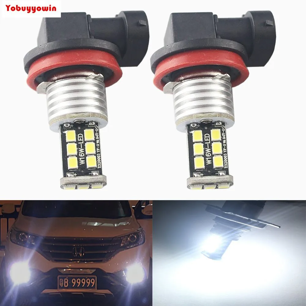 

2-Pack H11 Base White (6000K-8000K) 2835 15-SMD Car Vehicle LED Fog Light Day Running Driving Lamp DRL Bulb Car Lighting