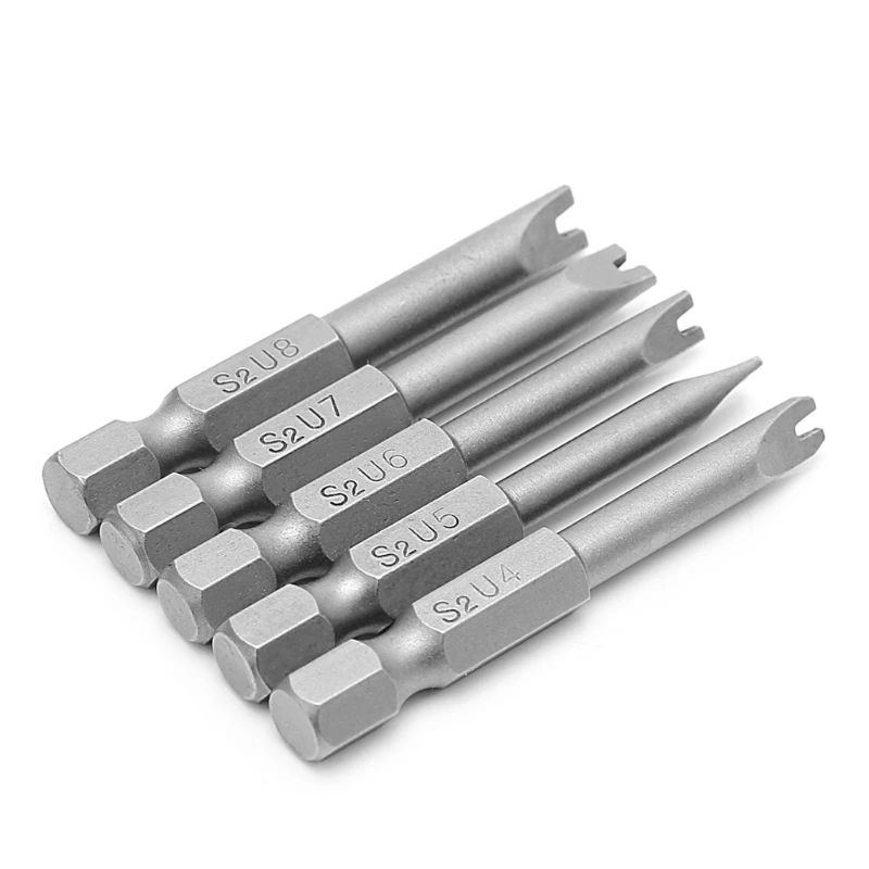 

5 Pcs 1/4 Inch S2 Hex Magnetic U Shaped Screwdriver Bits Tools 50mm Length U4-U8