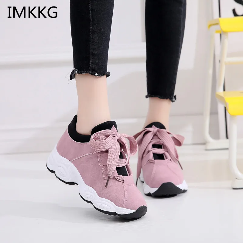 

Spring Autumn Platform Sneakers Shoes For Women Comfortable Pig Suede Casual Shoes Women 2018 Tenis Feminino m470