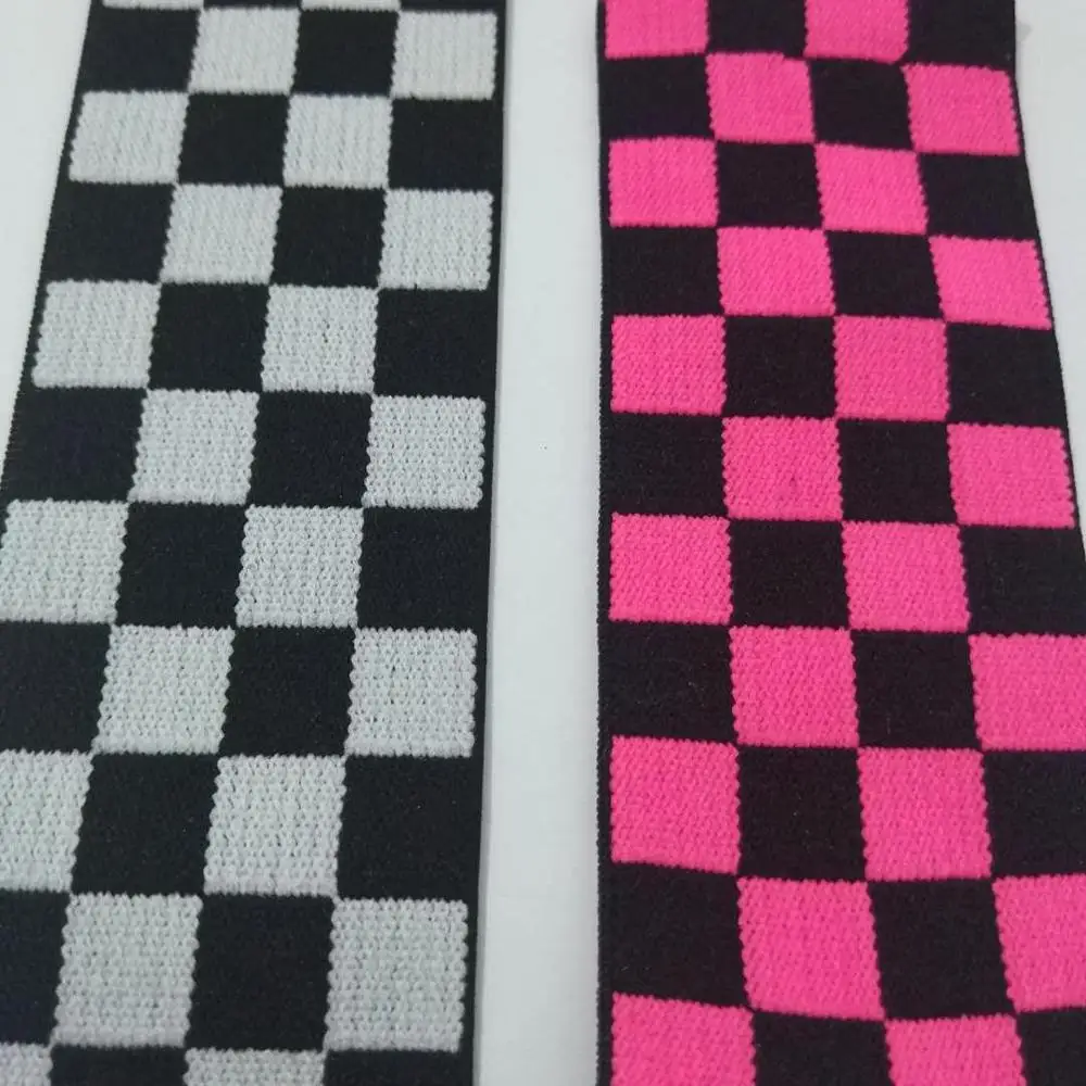 

Elastic Webbing 4cm Width Square lattice Nylon spandex Double sided Webbing