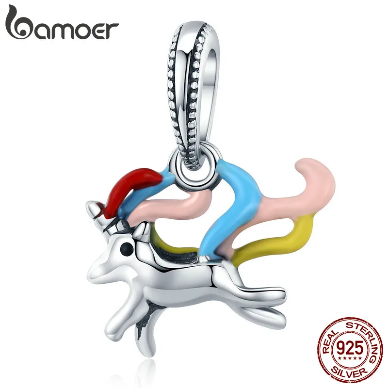 BAMOER Authentische 100% 925 Sterling Silber Bunte Speicher Charme Anhänger fit Frauen Charme Armband DIY Schmuck SCC502