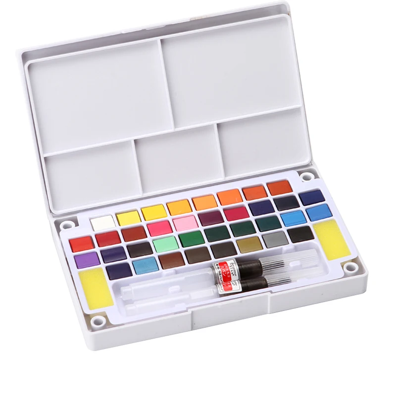 

12/18/24/36 Colors Portable Travel Solid Pigment Watercolor Paints Set With Water Color Brush Pen For Painting Art Supplies