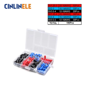 

190pcs 6 different Crimp Terminal Ring connector kit set Wire brass Crimp Terminal Insulated 22-16AWG 16-14AWG 12-10AWG