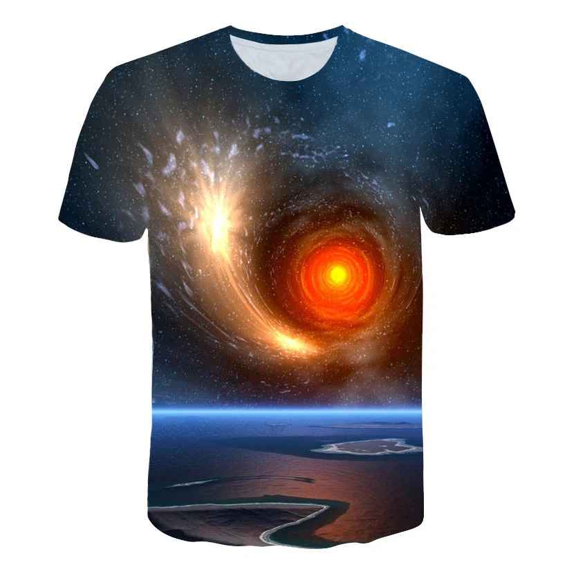 

The new 2019 star digital print 3DT T-shirt short sleeve round collar men's wear. 3D T Shirt