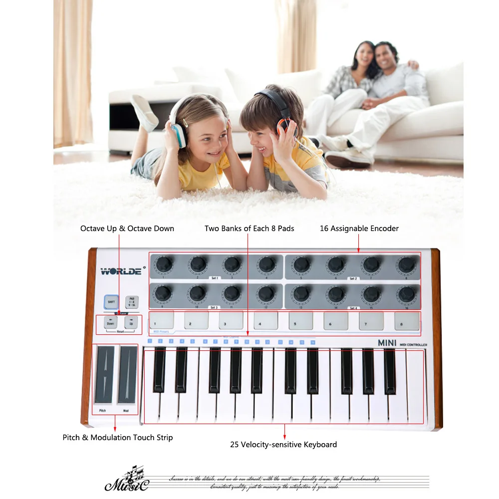 Ультра-Портативный Мини-профессиональные 25-ключ USB MIDI Drum и контроллер клавиатуры