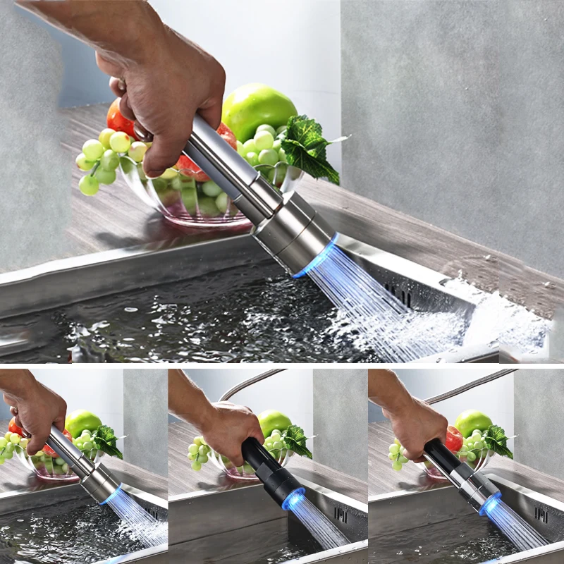 Uythner Mutifuction кухонный кран фиксированный вращающийся Замена ручной душ спрей с светодиодный