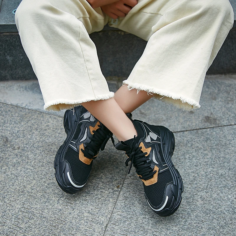 Buono Scarpe/Новинка года; высокие женские кроссовки в стиле пэчворк; дамские носки; обувь на толстой платформе; женская обувь на толстой резиновой подошве; сезон лето