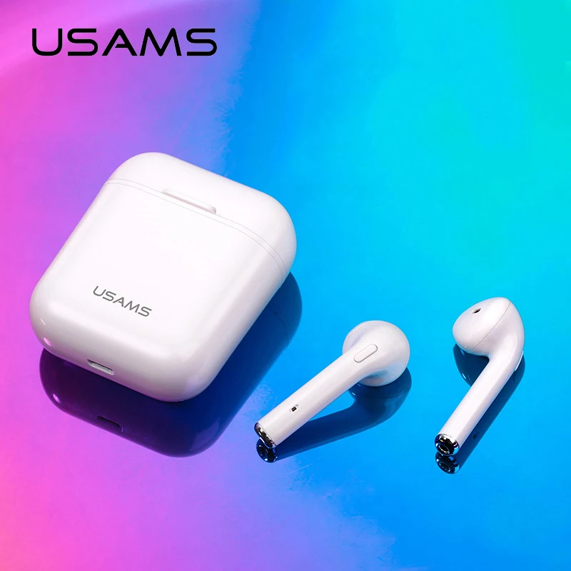 Беспроводные bluetooth-наушники USAMS для iPhone Xs Max XR 7 8 6 S, bluetooth-наушники для samsung Xiaomi с зарядным устройством