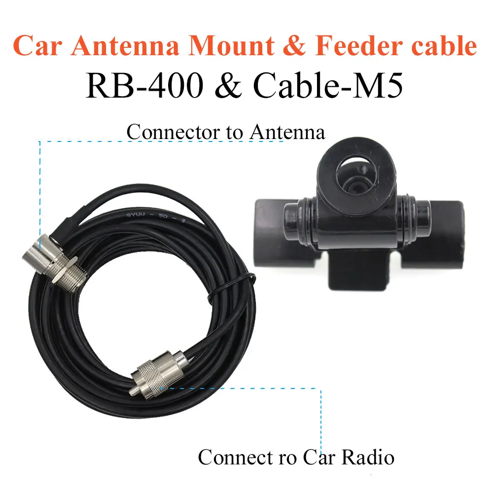 

RB-400 Car Clip Mount Car Antenna Clip Mount Bracket + 5m Cable for Mobile Vehicle Car Radio