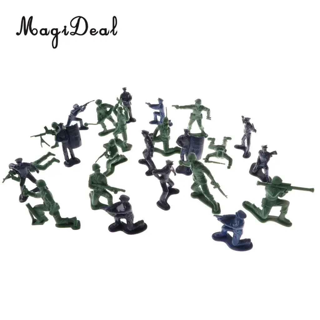 MagiDeal 5cm Plastic Army Men Action Figures Soldiers&Police Toy for Army Sand Scene Landscape Children Boys Toys Cool Gift
