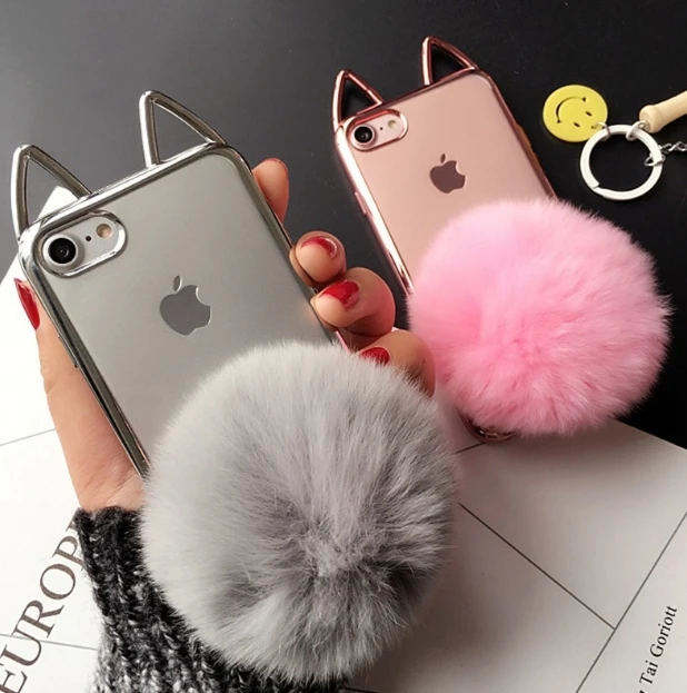 Роскошный мягкий чехол из ТПУ с милыми кошачьими ушками для iPhone X 6 6S Plus 7 7Plus 8 8Plus|case