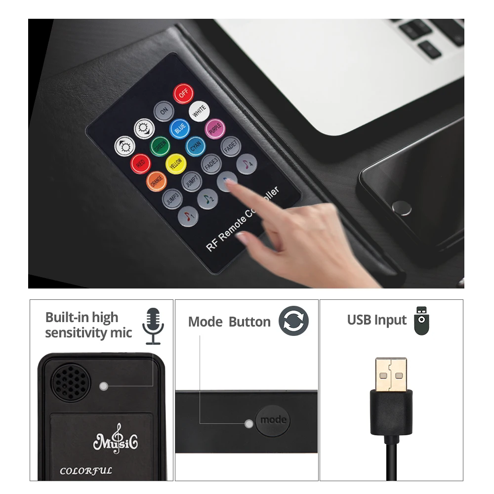 Светодиодная лента USB светильник RGB 5050 с Bluetooth контроллером для ТВ IP20/IP65