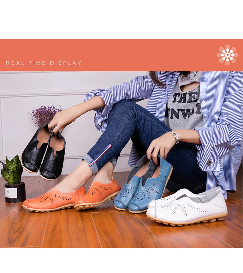 2019 Fashion Summer Women Flats Moccasins Leather Flat Casual Women Shoes plush size Basic soft Slip-On Loafers Ladies VT211 (7)