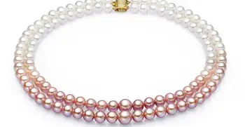 

double strands 9-10mm south sea natural round white pink pearl necklace 18"19"