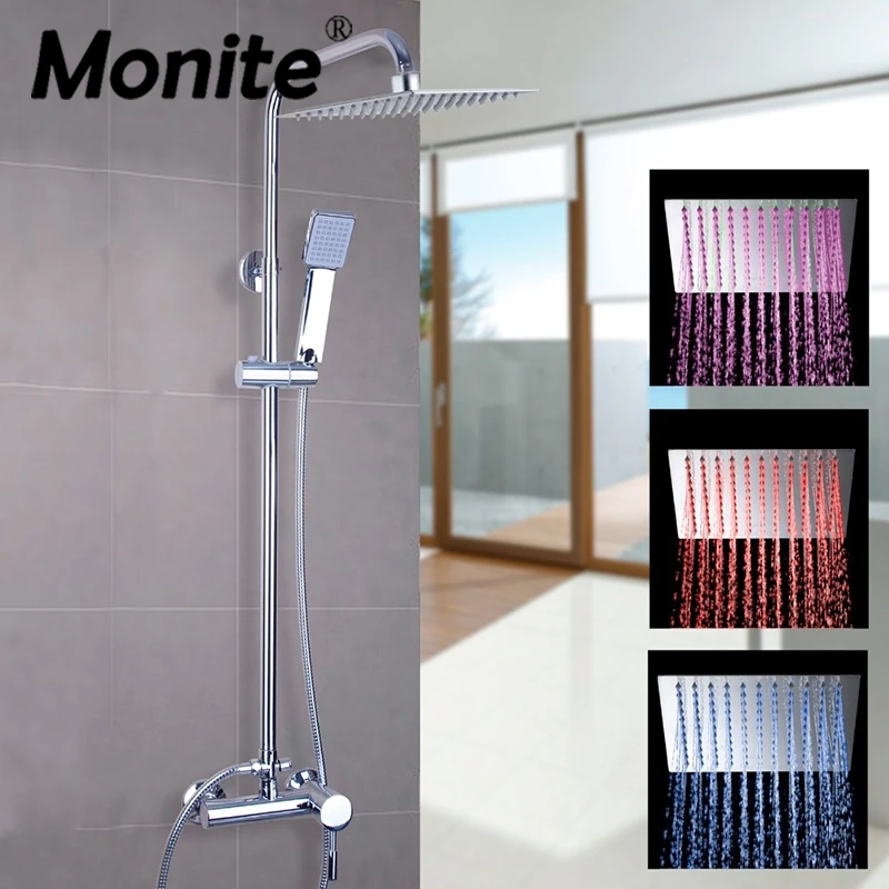 Насадка для душа светодиодная 8 дюймов с ручным распылителем|shower set|bathroom tubbathroom