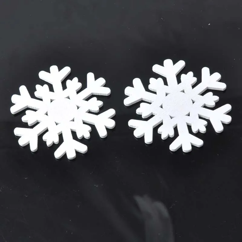 

White Christmas Snowflake Natural Wooden craft Charms For Sewing Scrapbooking Crafts Home Decoration 40pcs 35mm MT0214/35