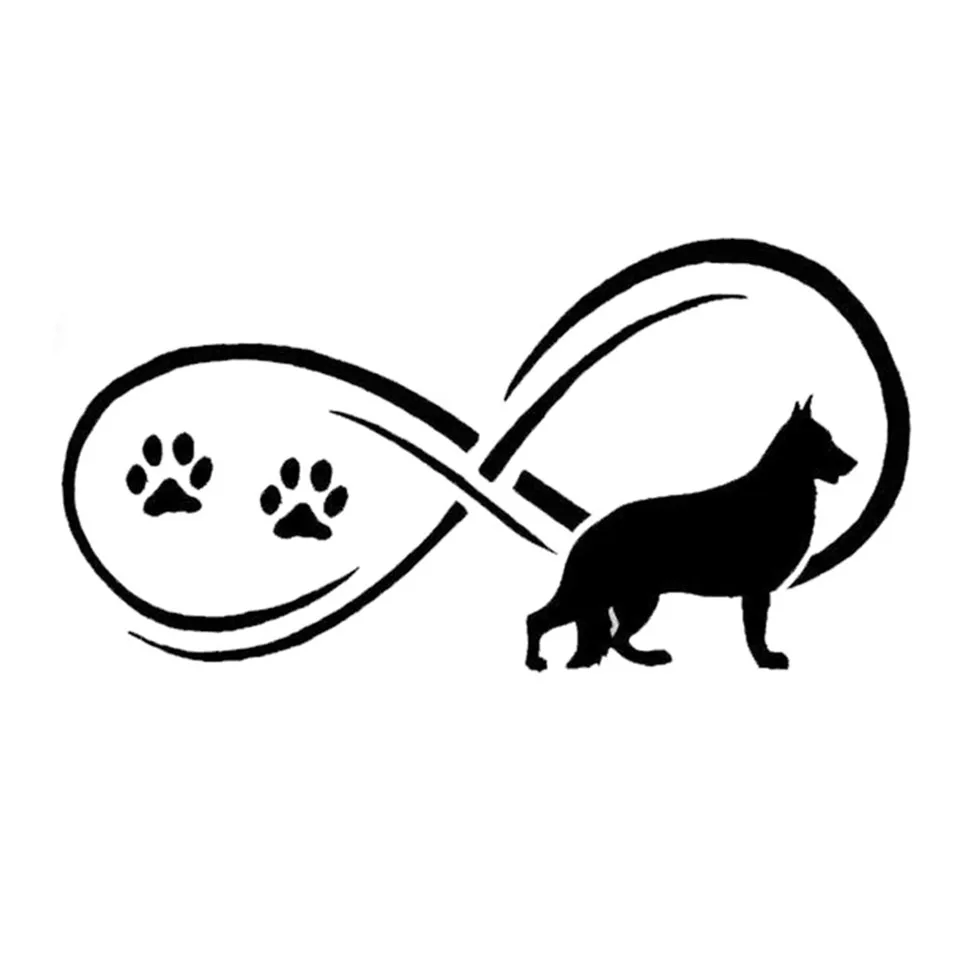 17.89CM German Shepherd Dog Paw Prints Window Decorative Decal Creative Cartoon Car Sticker BlackSilverLaser (1)