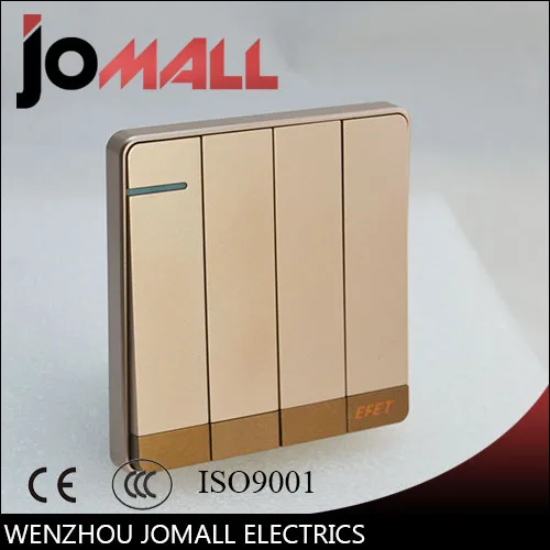 Luxury rose gold slim Wall Switch Panel, Light Switch 4 Gang 2 Way Push
