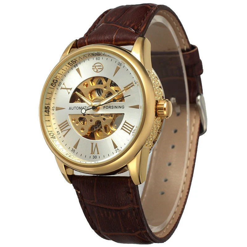 

Forsining Top Luxury Brand New Men Watch Mechanical Automatic Watch Fashion Skeleton Vintage Clock Leather Band Relojes Hombres
