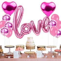 День Святого Валентина украшение комплект Свадебный декор любовь Alumunium надувные шары с буквами шары в виде сердца латекс конфетти шары