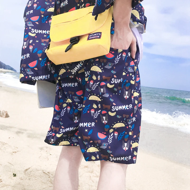 Lovely Printed Elastic Waist Men's Shorts 2018 Summer Beach Men 3 Colors | Мужская одежда