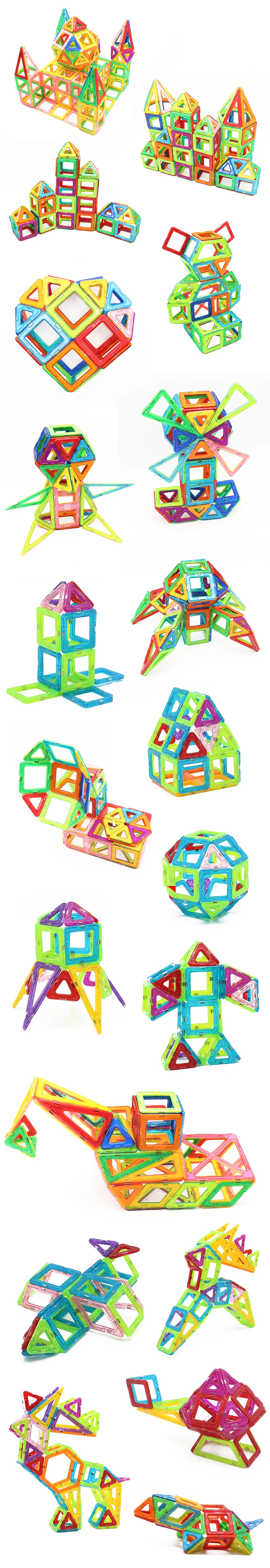 164 шт. Мини Магнитный дизайнерский Строительная игрушка DIY Развивающие игрушки для детей блоки конструктора развивающий Магнитный строительные блоки