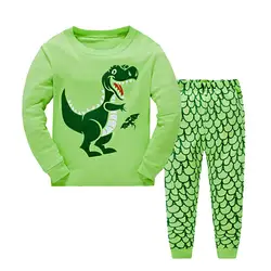 Пижамный комплект с рисунком для мальчиков, детская одежда для сна из хлопка с принтом динозавра, одежда для сна, модная одежда для