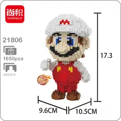 Shangji 21806 игры Super Mario огненный Mario белый 3D модель DIY микроконструктор мини строительство Nano блоки кирпичи сборки Игрушка без коробки