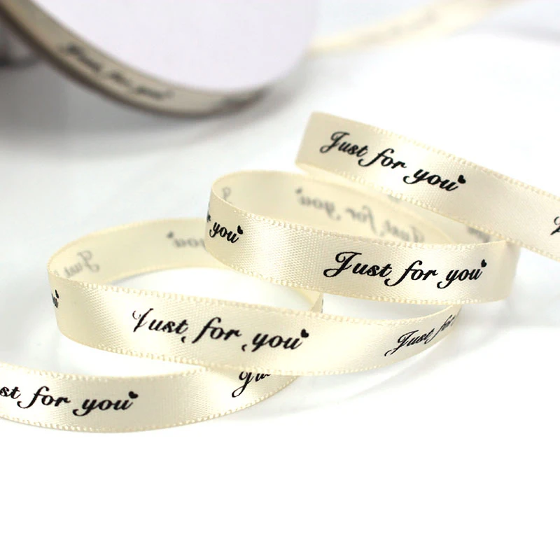 5M/Lot Just For You Printed Polyester Ribbon 10mm Romantic Craft Ribbons for Handmade DIY Gifts Wrapping Decorations