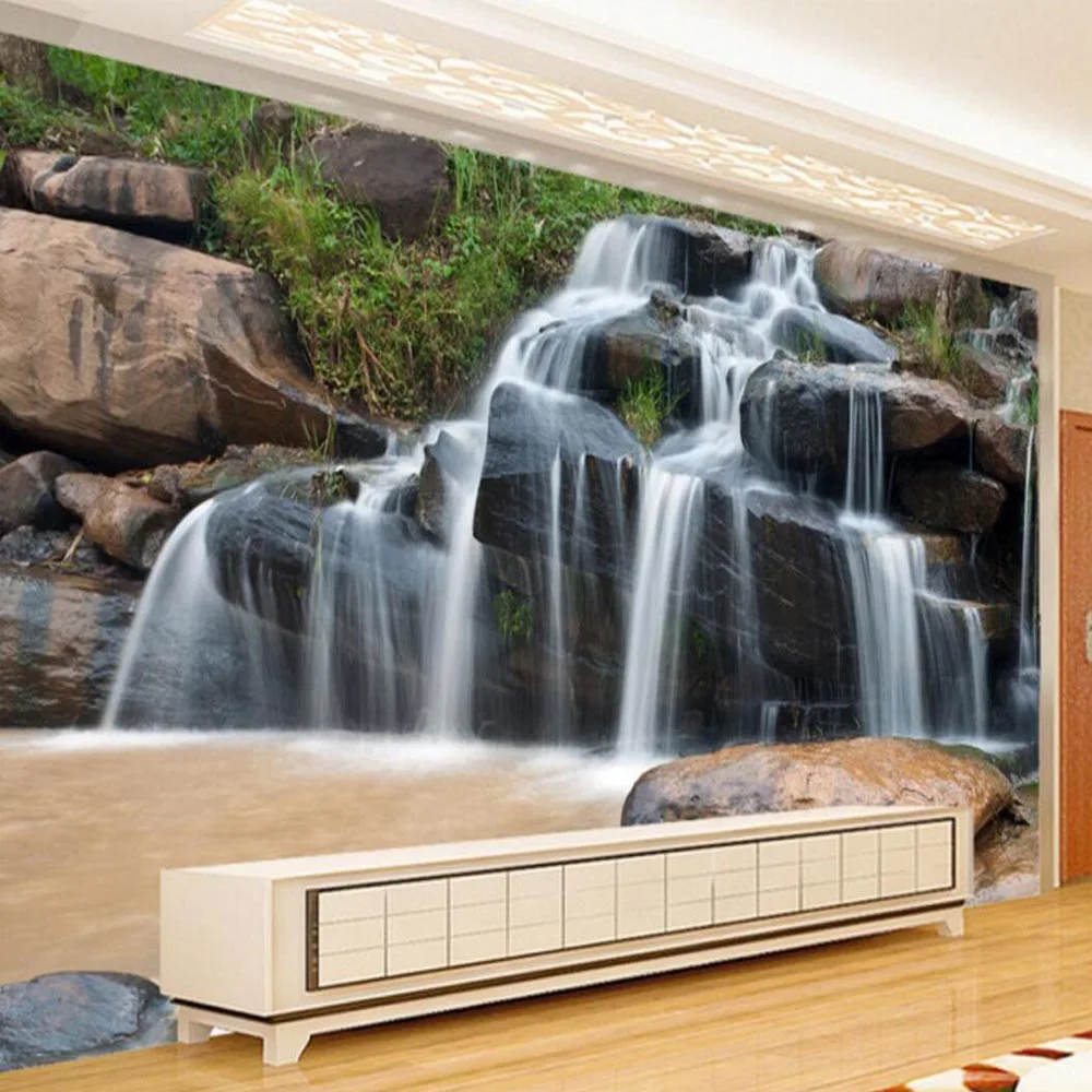 Nature Landscape 3d Waterfall Photo Wallpaper Murals For Living Room Hd