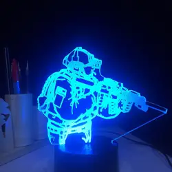3D Настольный светильник светодиодный Новинка Акриловые солдат армии USB рисунок Форма Ночная Декор 7 цветов детский Крытый сна освещения