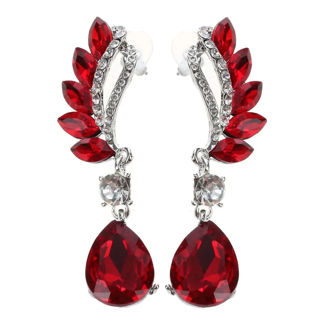 

Beautiful Female Long Big Crystal Earrings Cuffs Fashion Jewelry Bridal Wedding Vintage Stud Earrings For Women