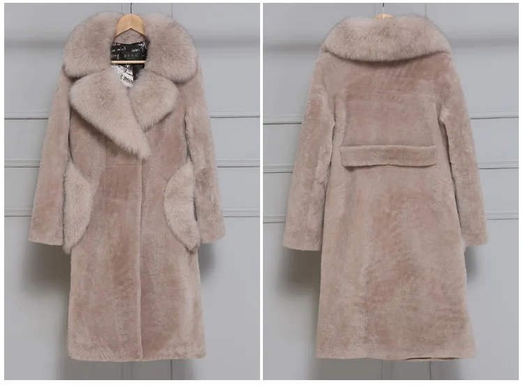 1193 Elegant Faux Fur Coat Long Women Fox Fur Collar Top Quality Luxury Wool Long Winter Coat Women Warm Office Party Coats 2018 12