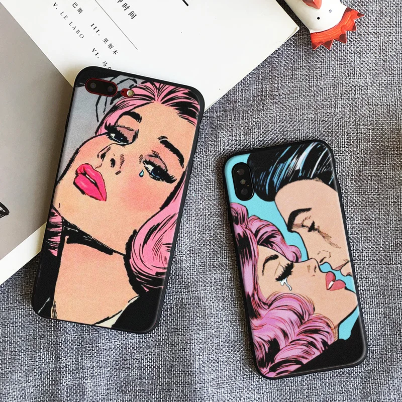 

Pop Art Sad girl Fashion Coque Soft Silicone Tpu Mobile cell Phone case Cover Shell bag For Apple iPhone 5 5S SE 6 6S 7 Plus