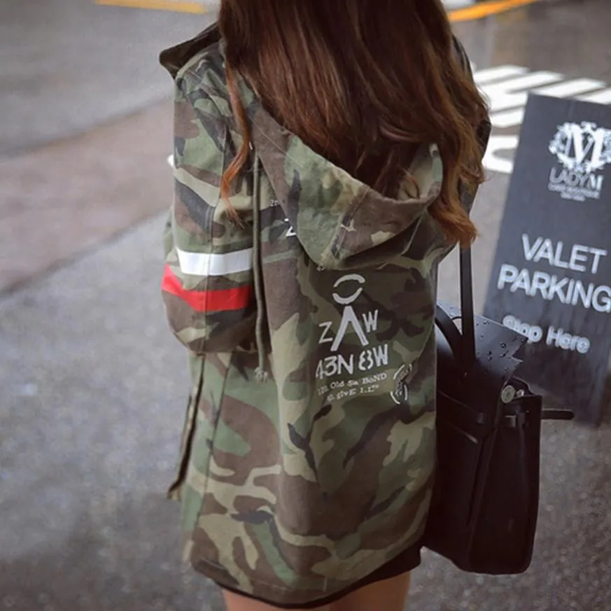 

Jacket Women 2019 New Arrival Female Army Green Printed Camouflage Jacket Chaquetas Mujer Fall Jackets For Women Coat W489