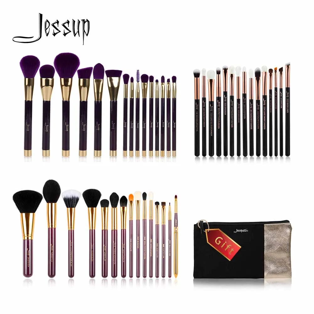 

Jessup Buy 3 get 1 free gift Professional Makeup Brushes set Make up Brush Tools kit Eye Liner Shader Cosmetics tools Eyeliner