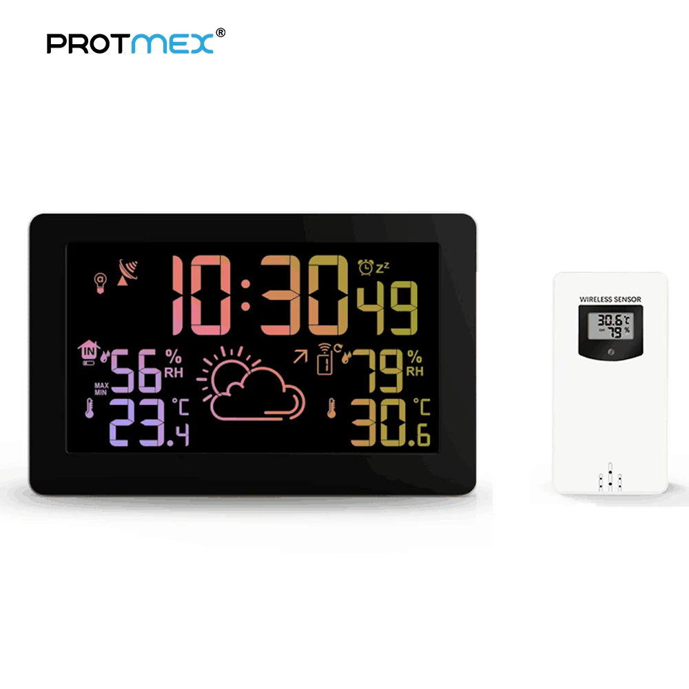 

Protmex 3378A Color Weather Station Digital Weather Forecast Station Hygrometer LCD Color Display With Outdoor Sensor
