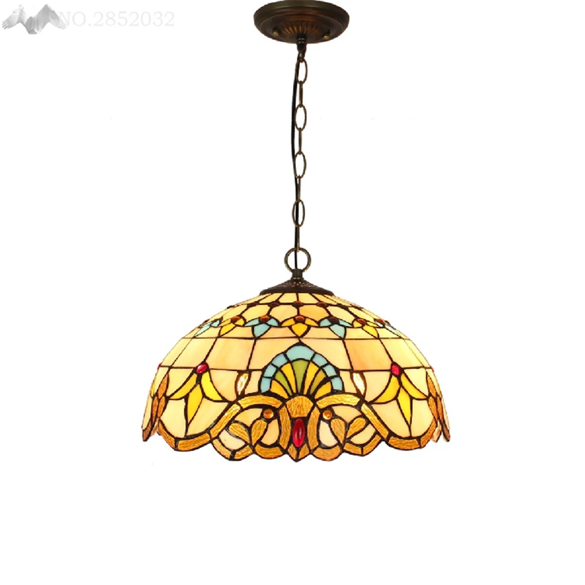 

JW European Mediterranean Pendant Lamps Tiffany Colorful Glass Pendant Light for Living Room Balcony Garden Aisle Lighting Decor