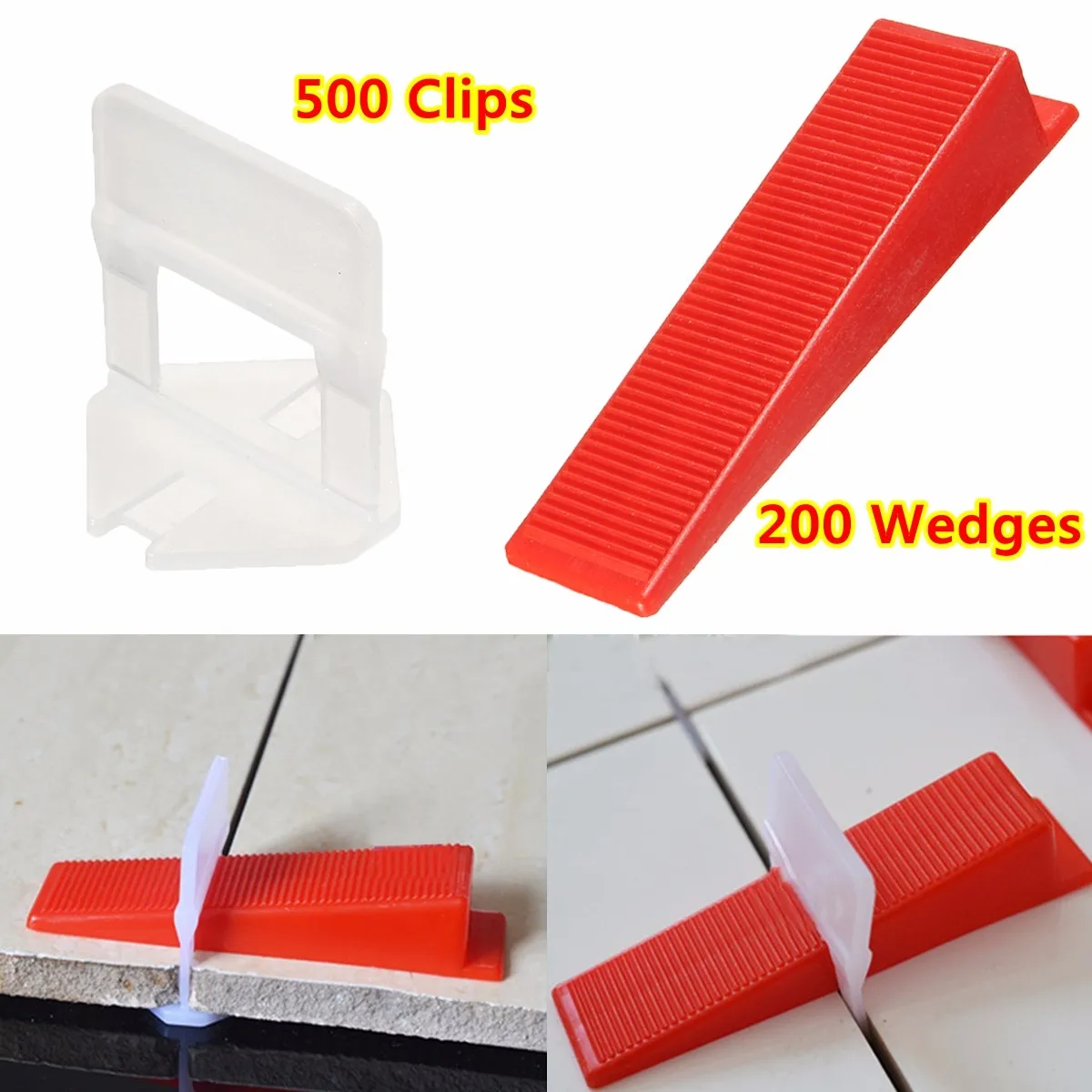 Tile Leveling System 500pcs Clips with 200pcs Wedges Tile Leveler