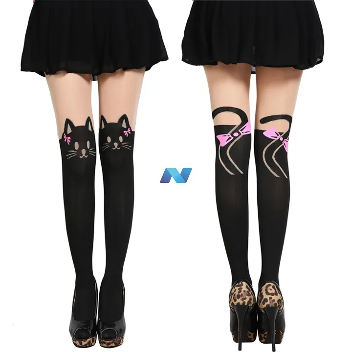 Woman Cute Animal Pantyhose Japan Sexy Party Tail Stockings Print Knee